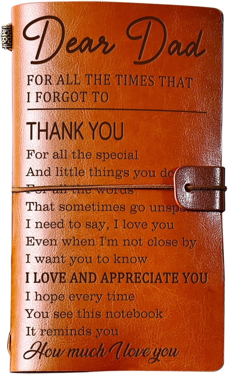 PRSTENLY Gifts for Dad, Dad Gifts Leather Journal, Birthday Valentines Day Fathers Day Christmas Gift for Dads from Daughter Son Kids- 140 Page Refillable Notebooks - Image 1